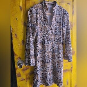 Geometric Patterned Long Sleeve Dress